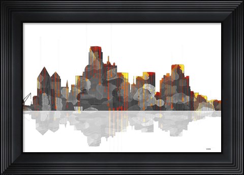 Framed Dallas Texas Skyline BW 1 Print