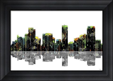 Framed Denver Colorado Skyline BW 1 Print