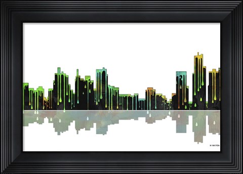 Framed Detroit Michigan Skyline BW 1 Print