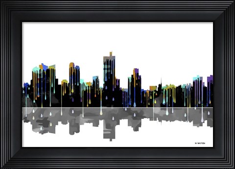 Framed Fort Worth Texas Skyline BW 1 Print