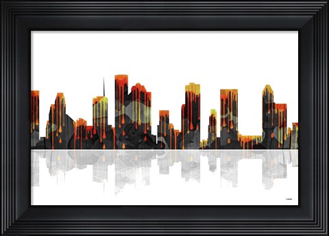 Framed Houston Texas Skyline BW 1 Print