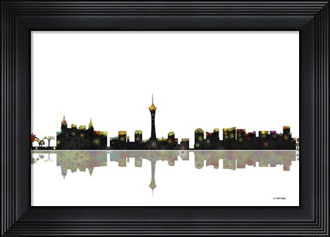 Framed Las Vegas Nevada Skyline BW 1 Print
