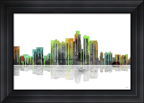 Framed Los Angeles California Skyline BW 1 Print
