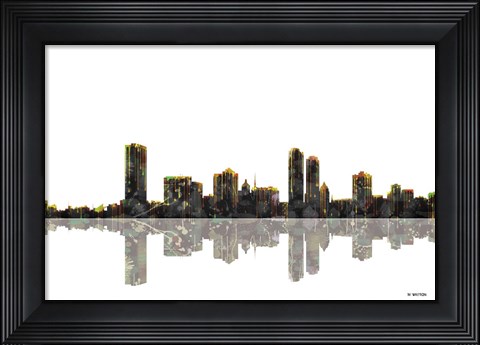 Framed Milwaukee Wisconsin Skyline BW 1 Print
