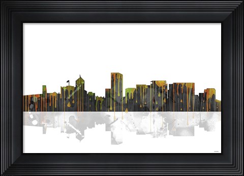 Framed Portland Oregon Skyline BW 1 Print