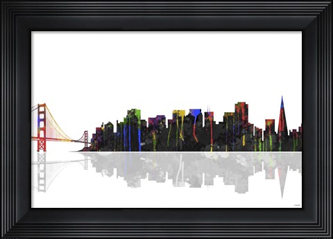 Framed San Francisco California Skyline BW 1 Print