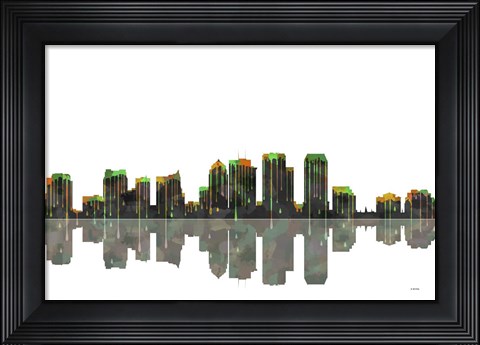 Framed Tampa Florida Skyline BW 1 Print