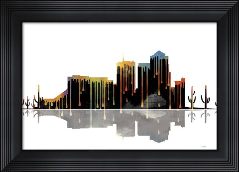 Framed Tucson Arizona Skyline BW 1 Print