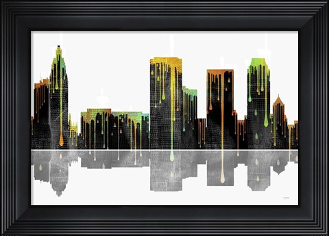 Framed Tulsa Oklahoma Skyline BW 1 Print