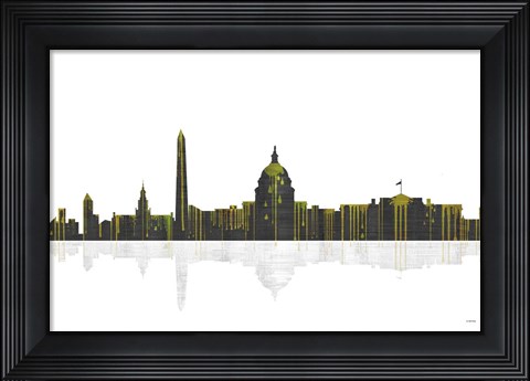 Framed Washington DC Skyline BW 1 Print