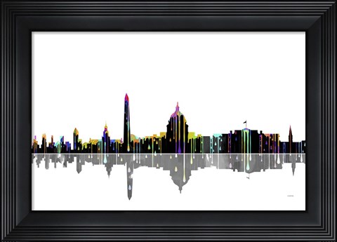 Framed Washington DC Skyline BW 2 Print
