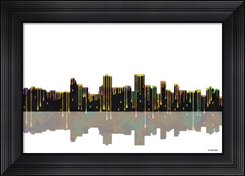 Framed Anchorage Alaska Skyline BW 1 Print