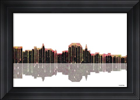 Framed Augusta Maine Skyline BW 1 Print