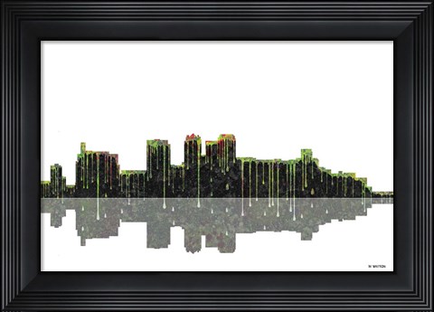 Framed Birmingham Alabama Skyline BW 1 Print