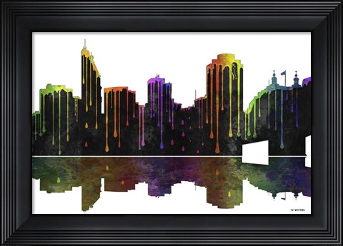 Framed Cincinnati Ohio Skyline BW 1 Print
