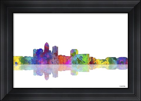 Framed Des Moines Iowa Skyline 1 Print