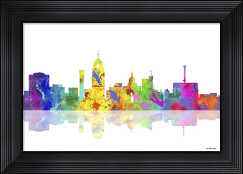Framed Lansing Michigan Skyline 1 Print