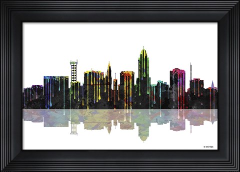 Framed Lincoln Nebraska Skyline BW 1 Print