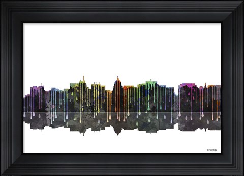 Framed Madison Wisconsin Skyline BW 1 Print