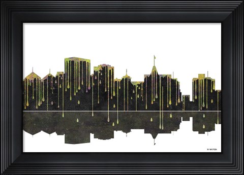 Framed Oakland California Skyline BW 1 Print
