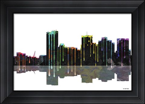 Framed Phoenix Arizona Skyline BW 1 Print