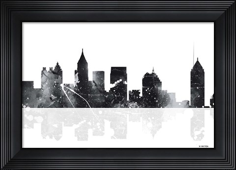 Framed Atlanta Georgia Skyline BG 1 Print