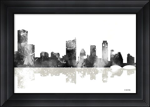 Framed Austin Texas Skyline BG 1 Print