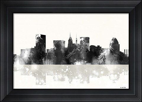 Framed Baltimore Maryland Skyline BG 1 Print