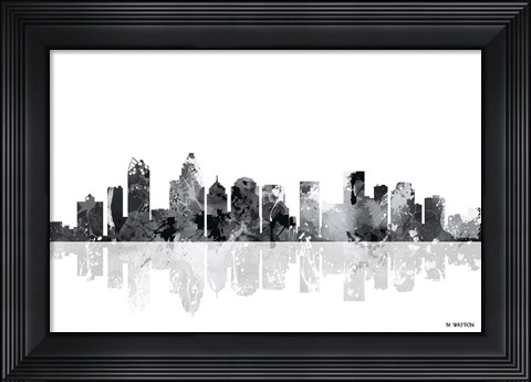 Framed Charlotte NC Skyline BG 1 Print