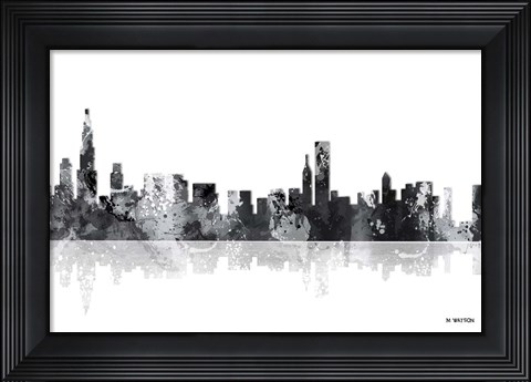 Framed Chicago Illinois Skyline BG 1 Print