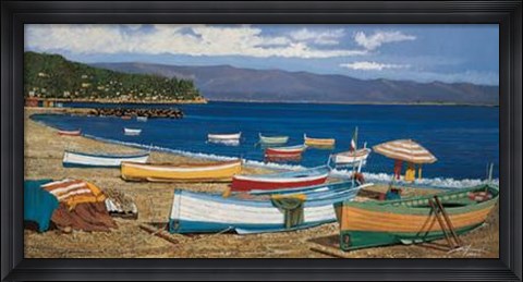 Framed Barche Sulla Battigia Print
