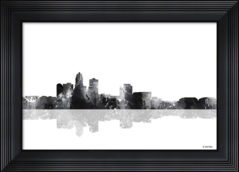 Framed Des Moines Iowa Skyline BG 1 Print
