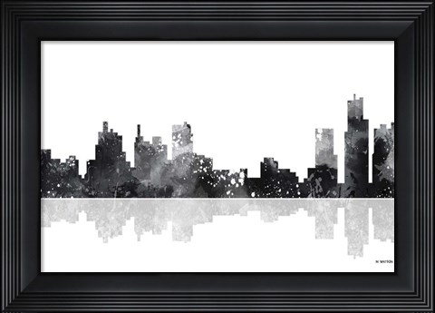 Framed Detroit Michigan Skyline BG 1 Print