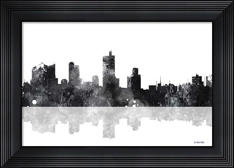 Framed Fort Worth Texas Skyline BG 1 Print