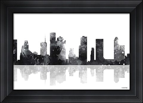 Framed Houston Texas Skyline BG 1 Print