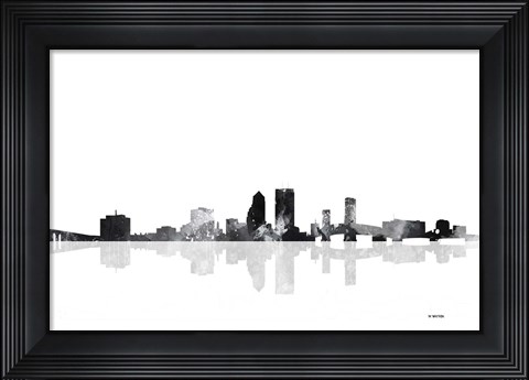 Framed Jacksonville Florida Skyline BG 1 Print