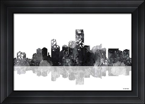 Framed Jersey City New Jersey Skyline BG 1 Print