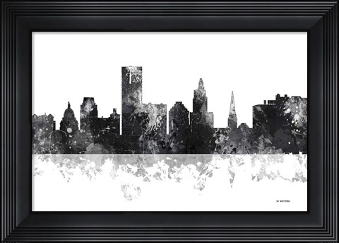Framed Providence Rhode Island Skyline BG 1 Print