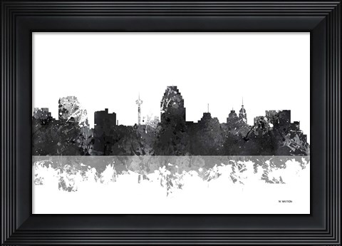 Framed San Antonio Texas Skyline BG 1 Print