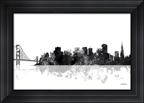 Framed San Francisco California Skyline BG 1 Print