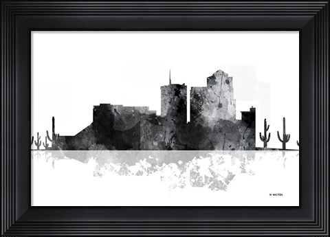 Framed Tucson Arizona Skyline BG 1 Print