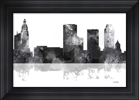 Framed Tulsa Oklahoma Skyline BG 1 Print
