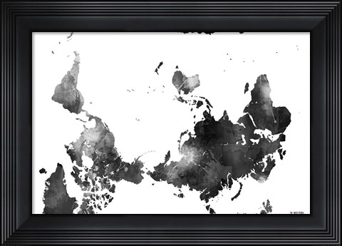 Framed Upside Down Map Of The World BG 1 Print
