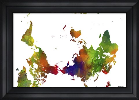 Framed Upside Down Map Of The World Clr 1 Print