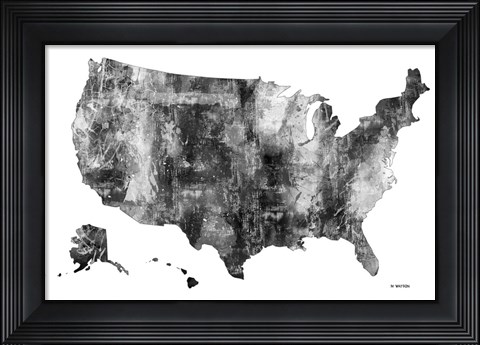 Framed USA Map BG 1 Print