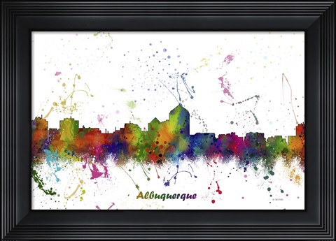 Framed Albuquerque New Mexico Skyline Multi Colored 1 Print