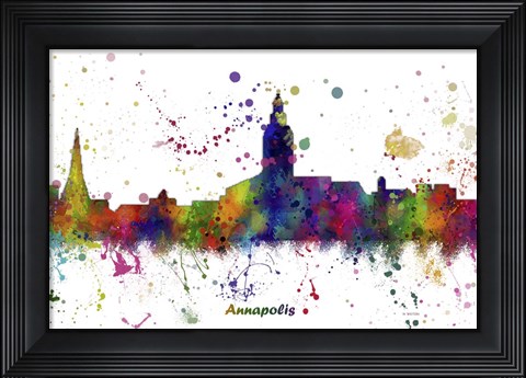 Framed Annapolis Maryland Skyline Multi Colored 1 Print