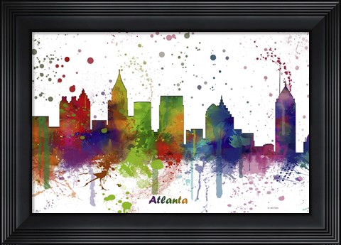 Framed Atlanta Georgia skyline Multi Colored 1 Print