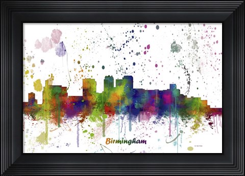 Framed Birmingham Alabama Skyline Multi Colored 1 Print