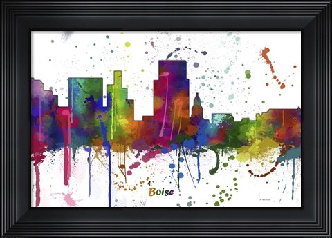 Framed Boise Idaho Skyline Multi Colored 1 Print
